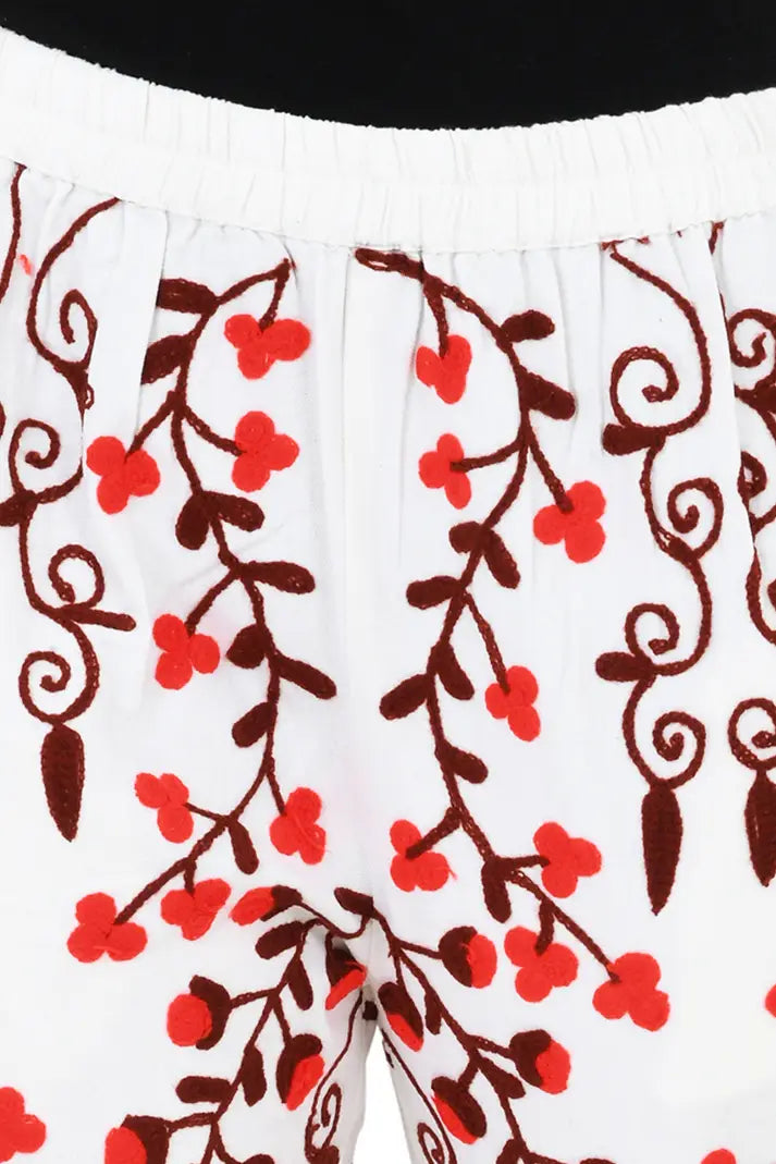 Boho Harem Pants Gift for Her – Handmade Embroidered Suzani Festival Pants, Boho Hippie Lounge Pajamas with Pockets, Unique Floral Yoga Pant