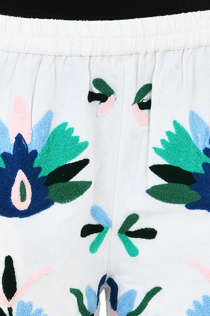 Boho Harem Pants Gift for Her – Handmade Embroidered Suzani Festival Pants, Boho Hippie Lounge Pajamas with Pockets, Unique Floral Yoga Pant