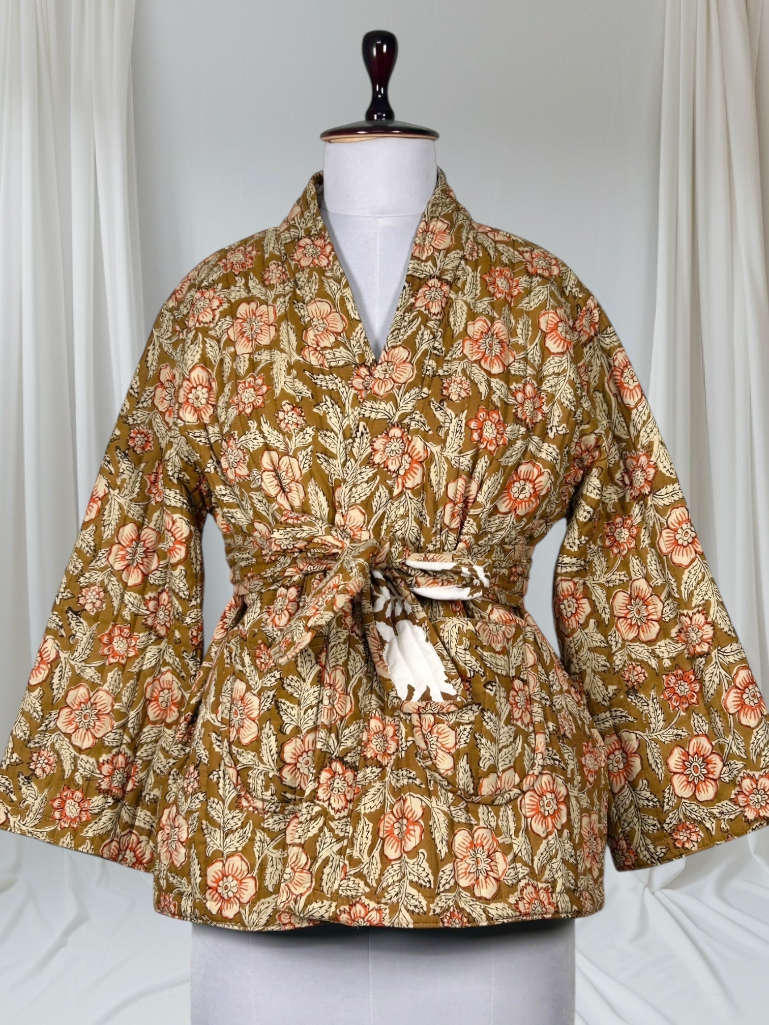Cotton Quilted Reversible Women Jacket | Free Spirit Bohemian Charm Floral Coat | Earthy Vibes Warm Cozy Fall Winter Outerwear, Gift for Her