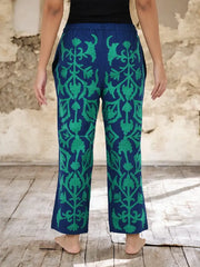 Boho Harem Pants Gift for Her – Handmade Embroidered Suzani Festival Pants, Boho Hippie Lounge Pajamas with Pockets, Unique Floral Yoga Pant