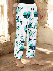 Boho Harem Pants Gift for Her – Handmade Embroidered Suzani Festival Pants, Boho Hippie Lounge Pajamas with Pockets, Unique Floral Yoga Pant