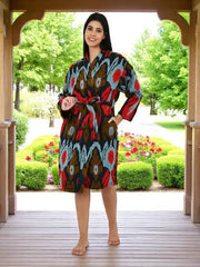 Cotton Women Kimono Suzani Embroidery Jacket Robe, Artisan Hand Embroidered Open Front Duster, Boho Gypsy Resort Wear Sustainable Clothing
