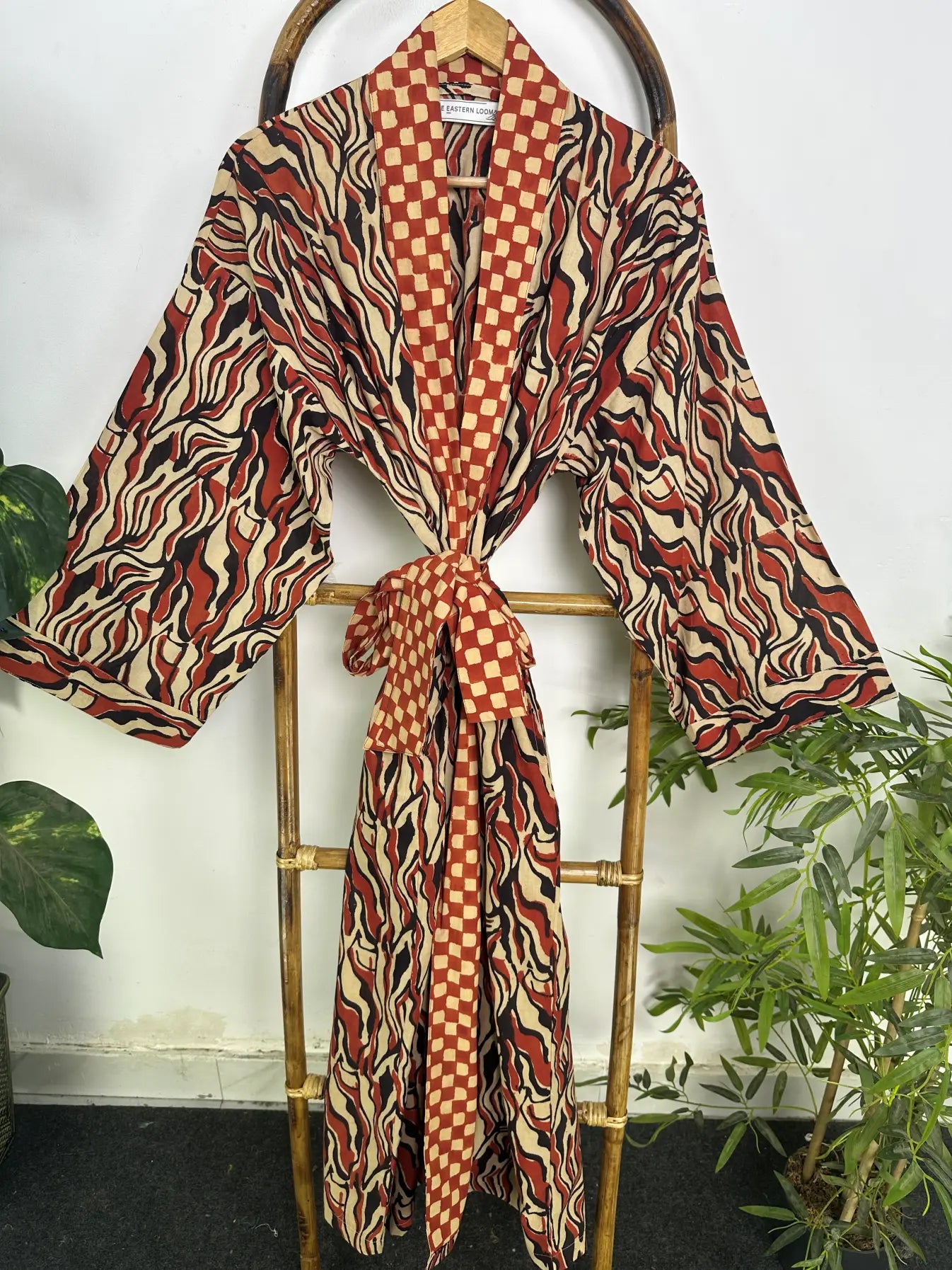 Mens Kimono Robe Cotton Handblock Dress, Indian Printed Man House Robe, Boho Beach Coverup Dressing Gown Lightweight Loungewear Gift For Him
