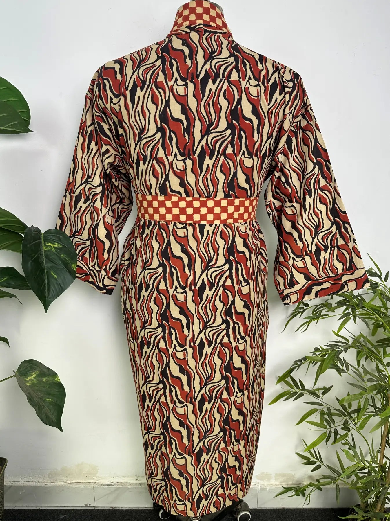Mens Kimono Robe Cotton Handblock Dress, Indian Printed Man House Robe, Boho Beach Coverup Dressing Gown Lightweight Loungewear Gift For Him