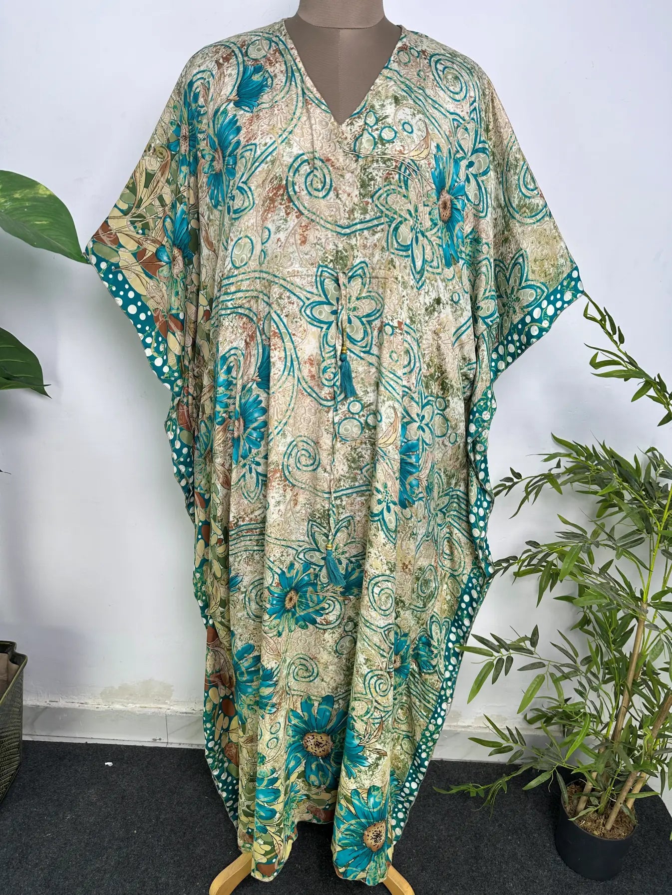 Kaftan Dress | Recycle Silky Soft Women Clothing, Oversize Resort Wear Caftan, Boho Beach Cover Up, Women Loose Fit Midi Dress, Gift for Her