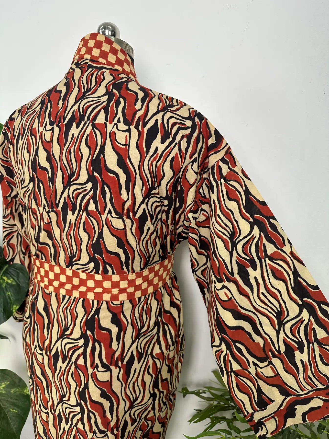 Mens Kimono Robe Cotton Handblock Dress, Indian Printed Man House Robe, Boho Beach Coverup Dressing Gown Lightweight Loungewear Gift For Him