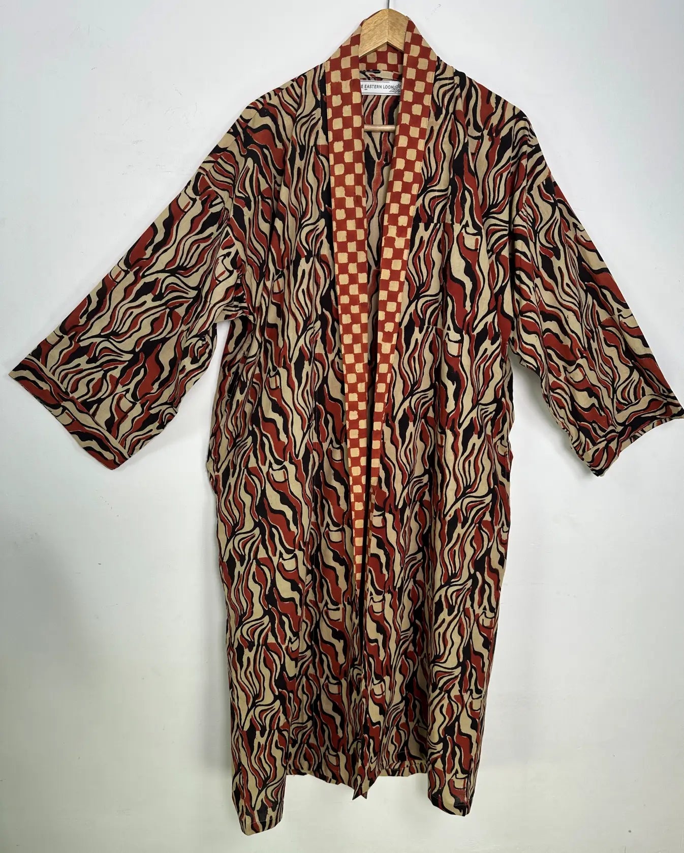 Mens Kimono Robe Cotton Handblock Dress, Indian Printed Man House Robe, Boho Beach Coverup Dressing Gown Lightweight Loungewear Gift For Him