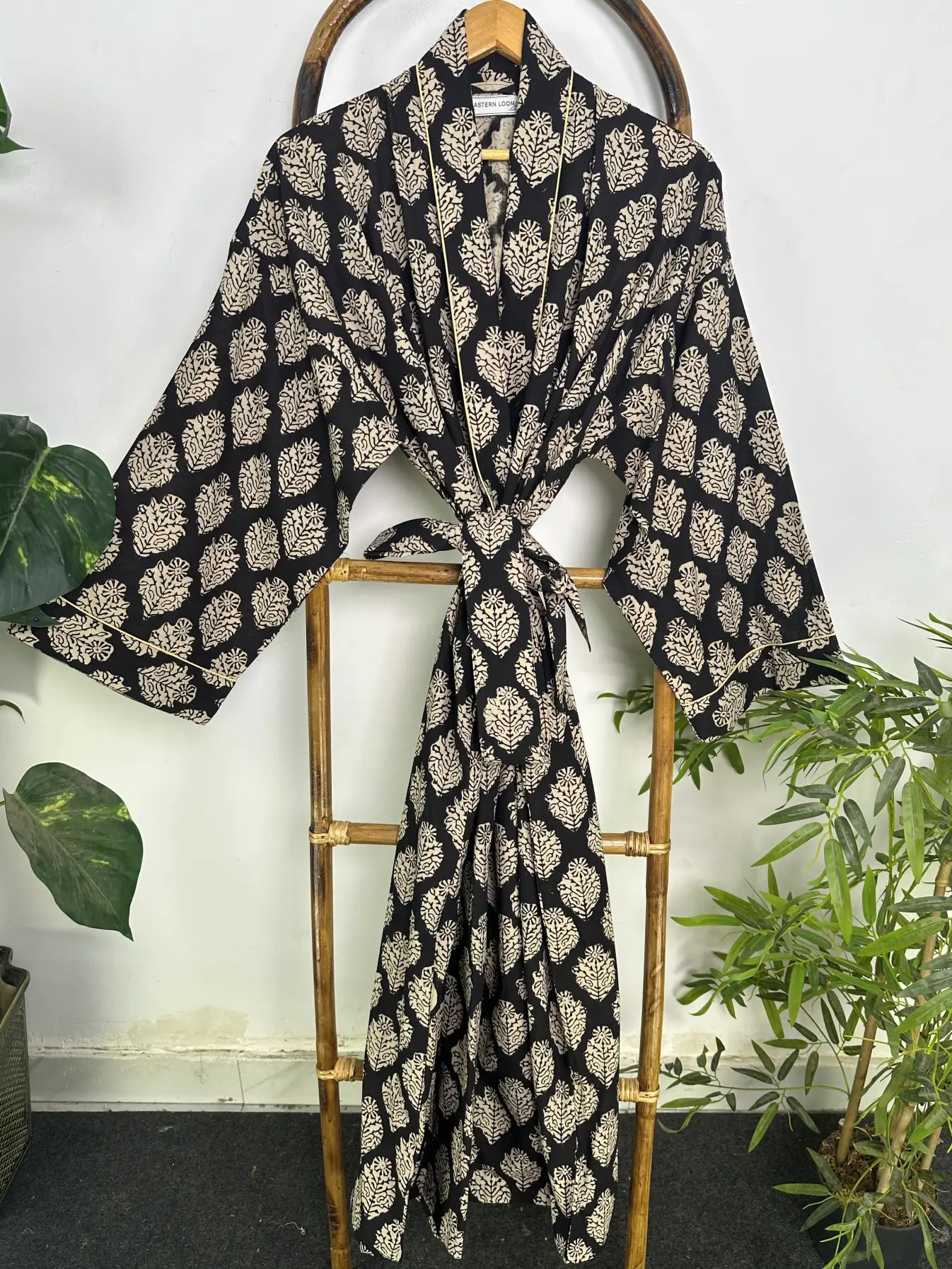 Mens Kimono Robe Cotton Handblock Dress, Indian Printed Man House Robe, Boho Beach Coverup Dressing Gown Lightweight Loungewear Gift For Him