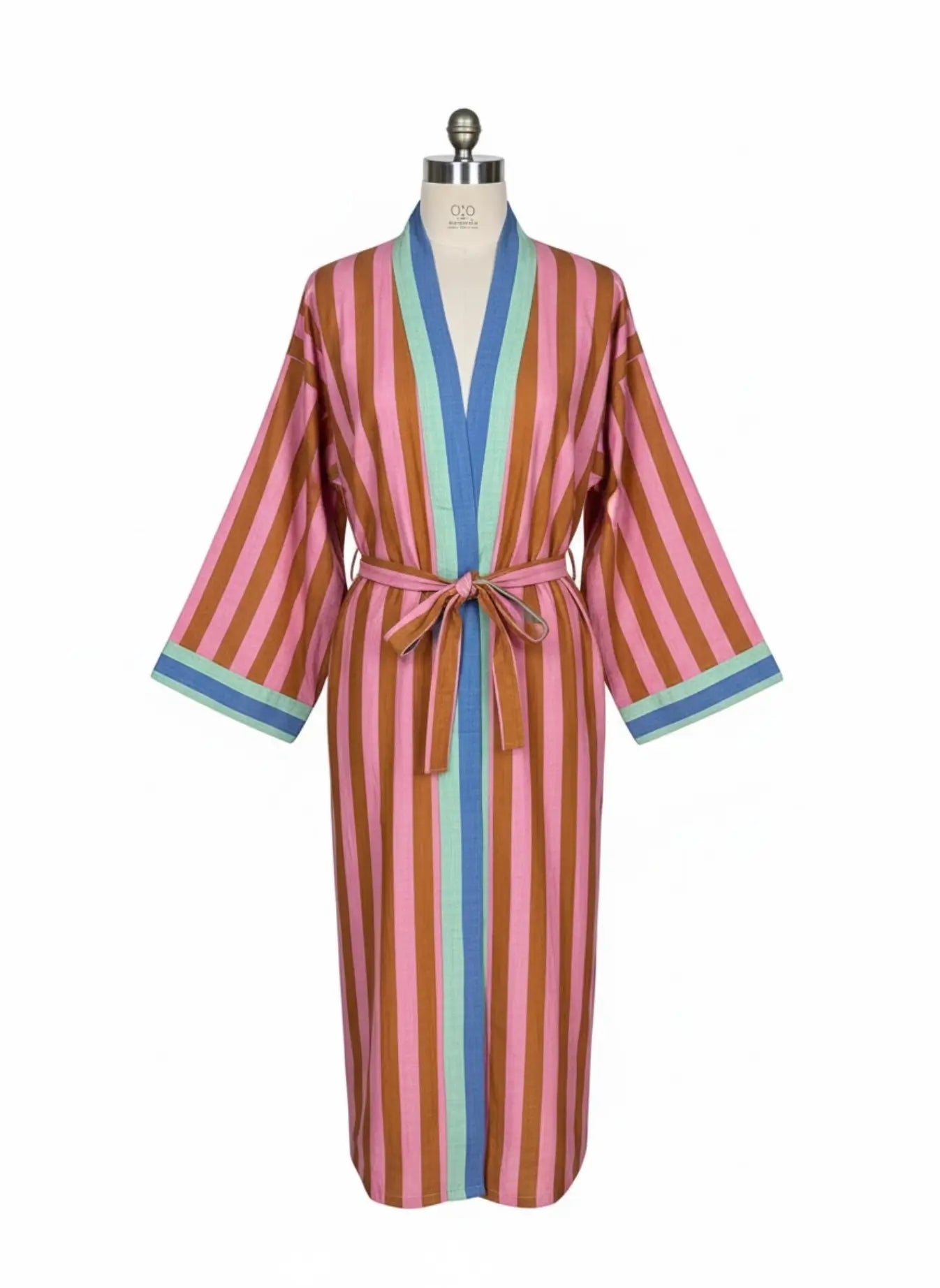 Pure Cotton Boho Men Kimono Robe | Geometric Luxury Dressing Gown Summer Loungewear, Reversible Unisex Bathrobe Relaxed Fit Beach Outfit