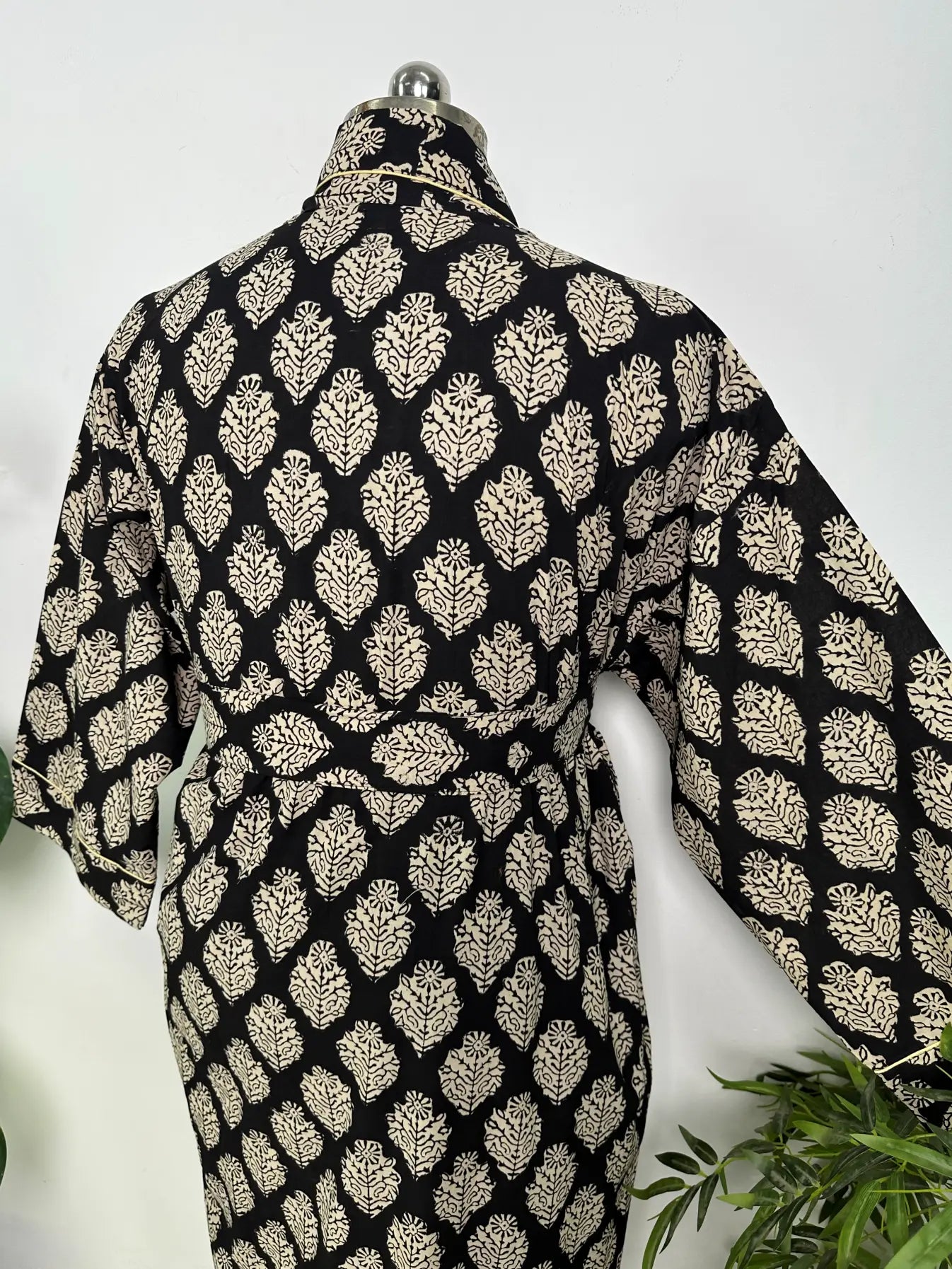 Mens Kimono Robe Cotton Handblock Dress, Indian Printed Man House Robe, Boho Beach Coverup Dressing Gown Lightweight Loungewear Gift For Him