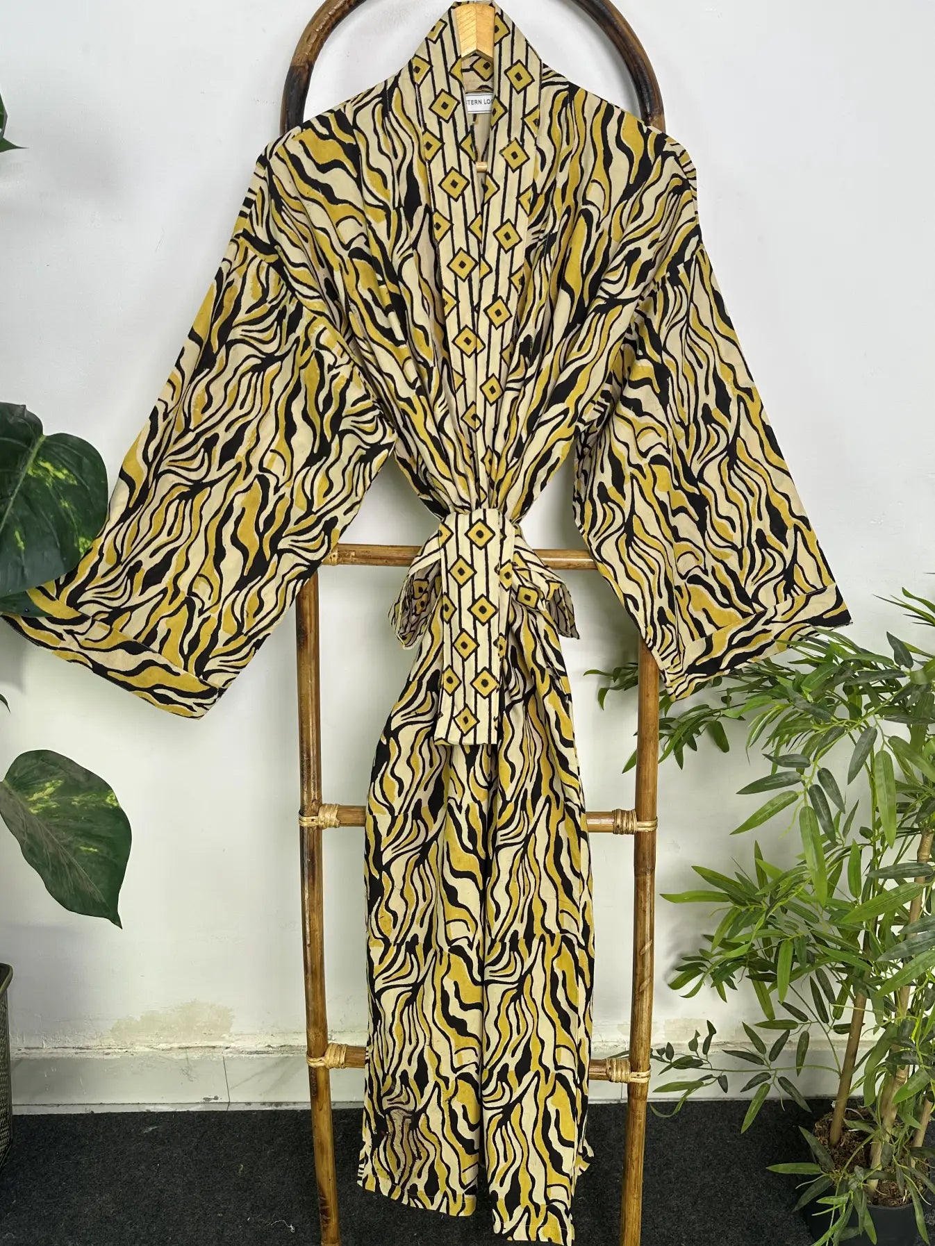 Mens Kimono Robe Cotton Handblock Dress, Indian Printed Man House Robe, Boho Beach Coverup Dressing Gown Lightweight Loungewear Gift For Him
