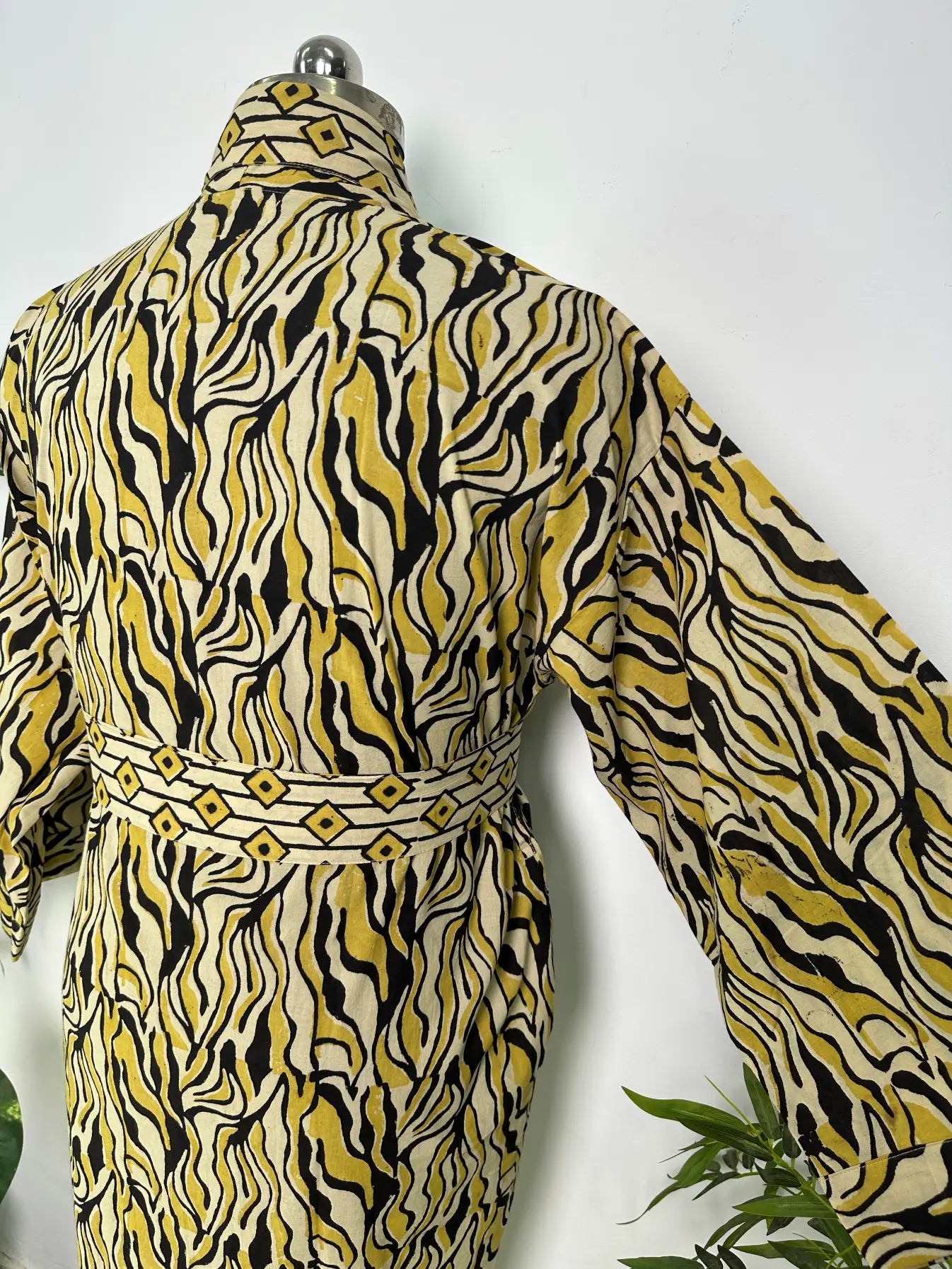 Mens Kimono Robe Cotton Handblock Dress, Indian Printed Man House Robe, Boho Beach Coverup Dressing Gown Lightweight Loungewear Gift For Him