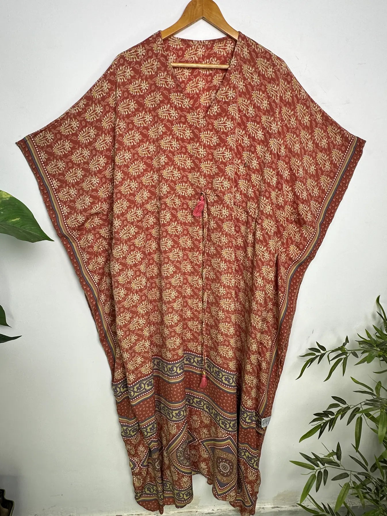 Boho Beach Cover Up Kaftan Dress | Oversize Resort Wear Caftan, Women Loose Fit Midi Dress, Recycle Silky Soft Women Clothing, Gift for Her