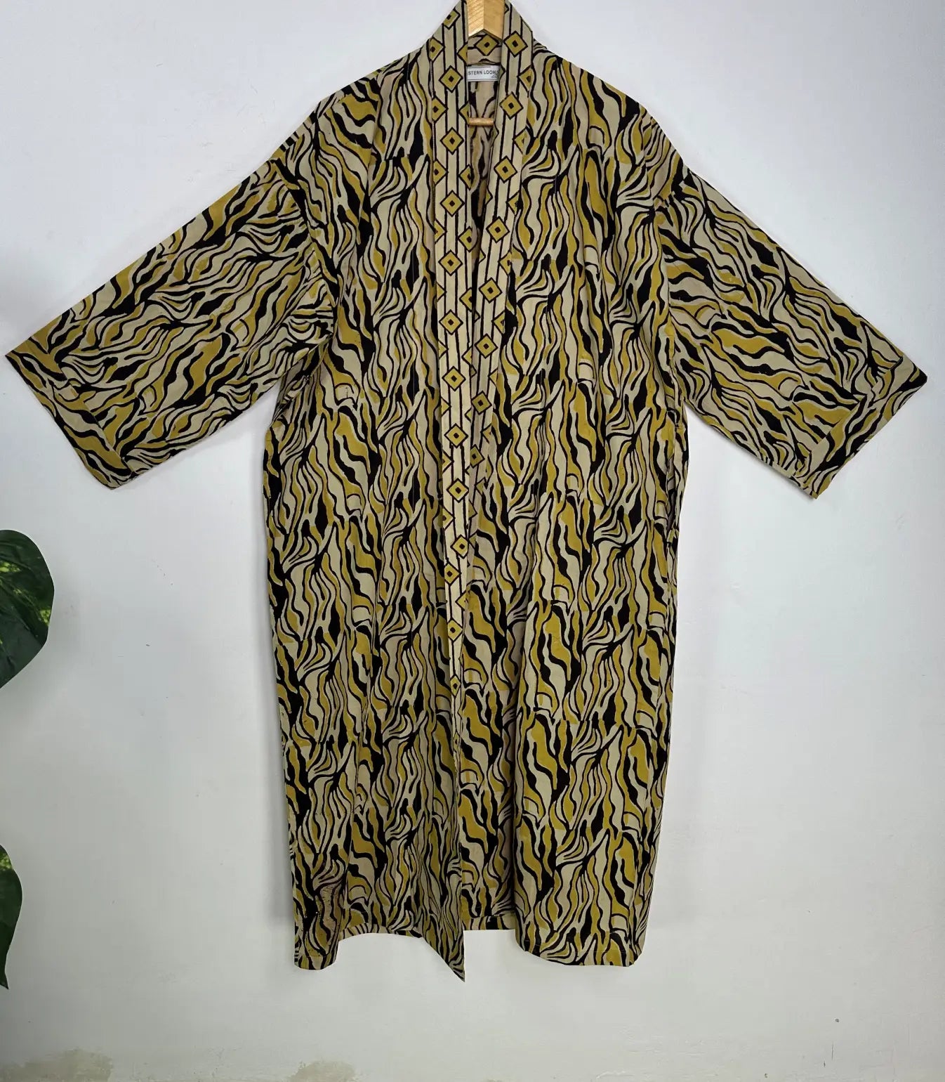 Mens Kimono Robe Cotton Handblock Dress, Indian Printed Man House Robe, Boho Beach Coverup Dressing Gown Lightweight Loungewear Gift For Him