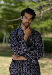 Pure Cotton Boho Men Kimono Robe | Geometric Luxury Dressing Gown Summer Loungewear, Onesie Unisex Bathrobe Relax Fit Beach Outfit Cardigan