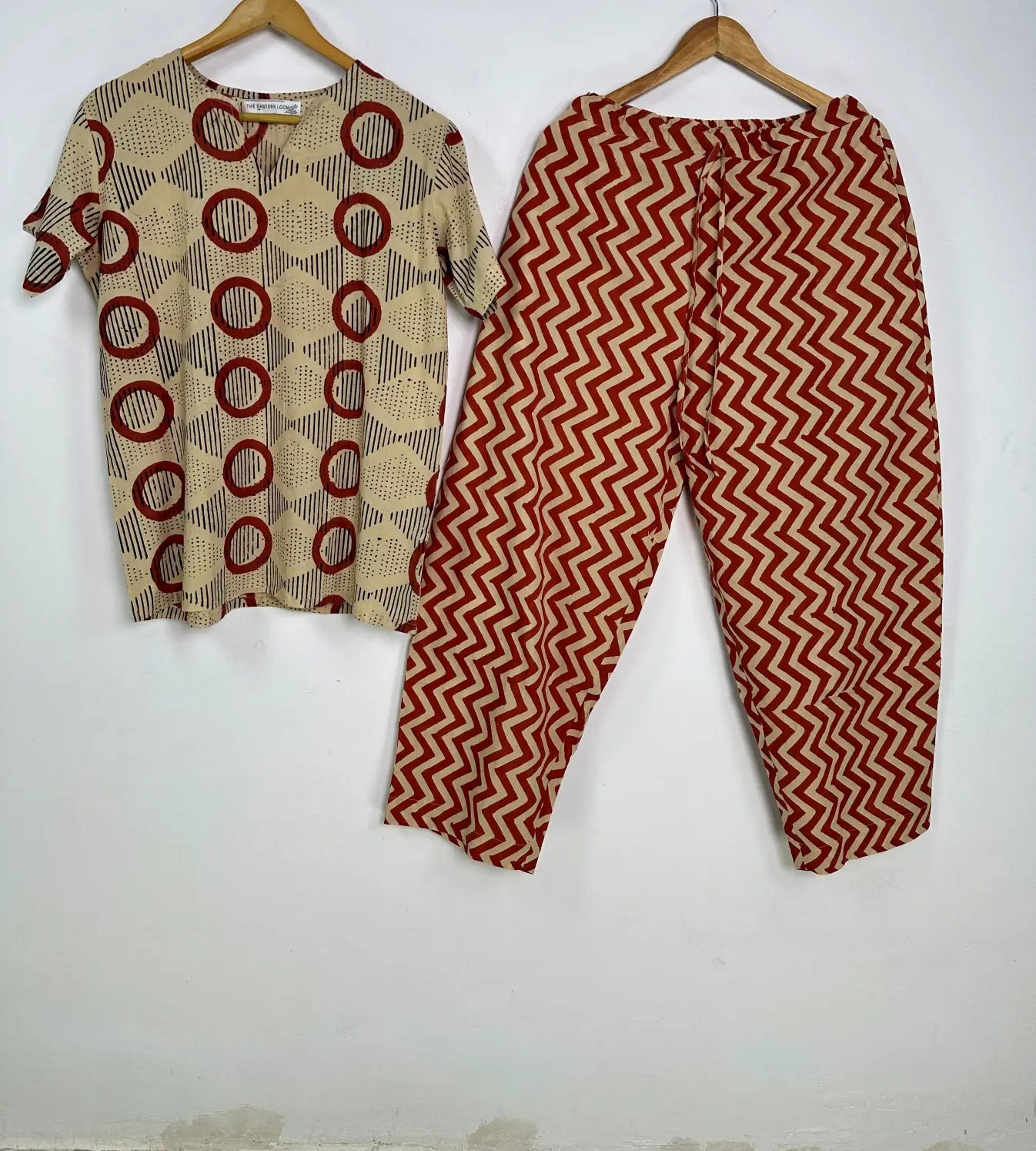 Handblock Print Cotton Mens PJ Set | Stylish Printed Short Sleeve Shirt & Relaxed Pajama Soft Breathable Comfortable Loungewear Gift for Men