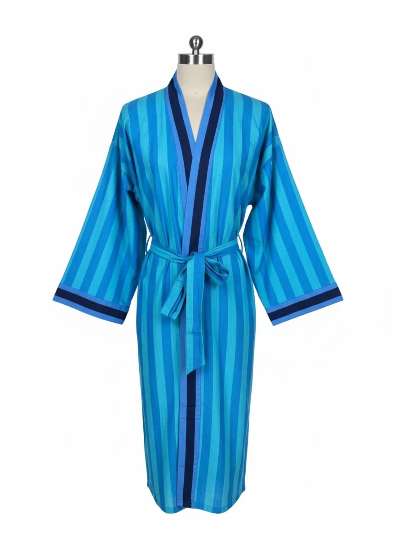 Pure Cotton Boho Men Kimono Robe | Geometric Luxury Dressing Gown Summer Loungewear, Reversible Unisex Bathrobe Relaxed Fit Beach Outfit