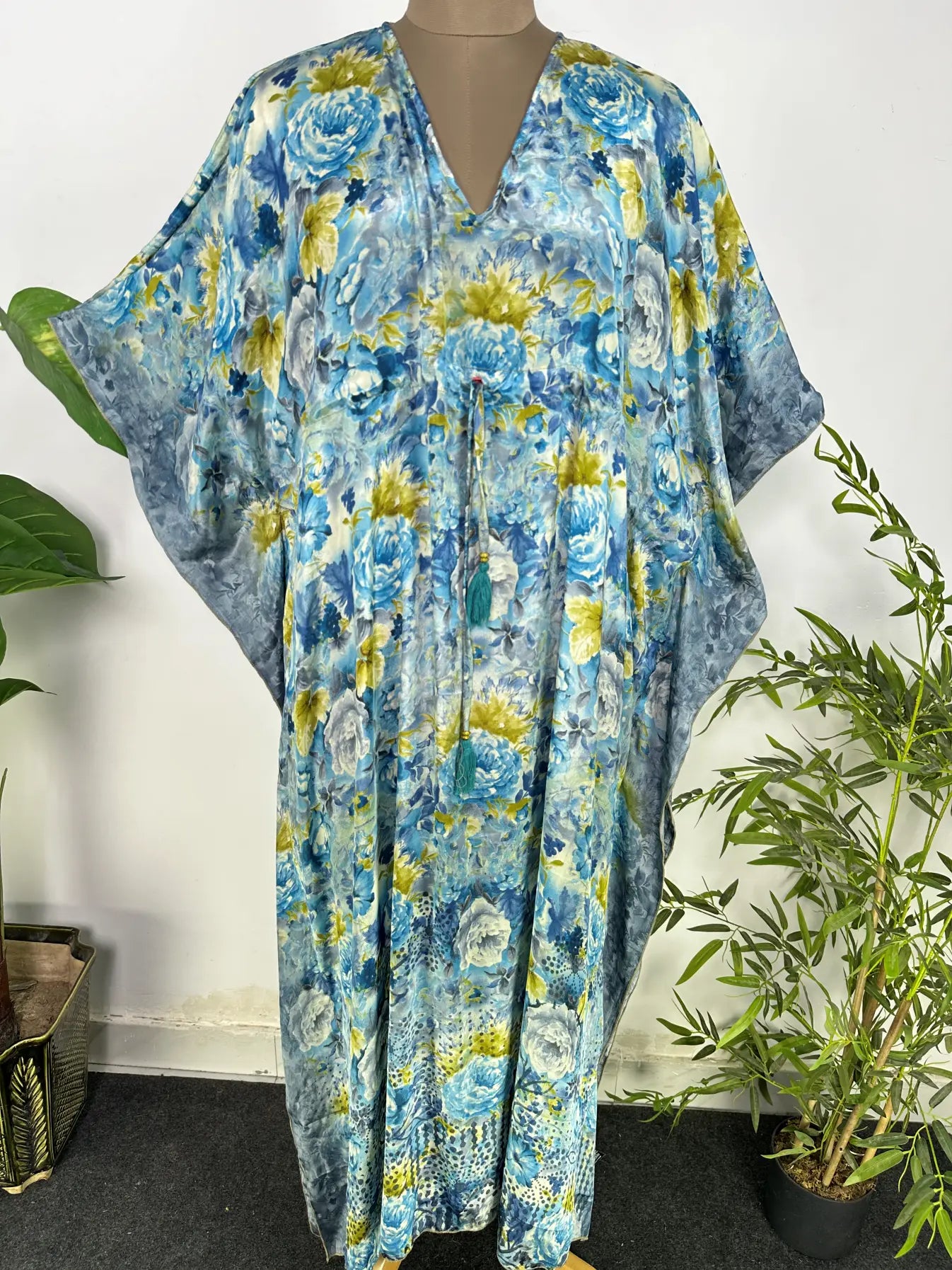 Kaftan Dress | Recycle Silky Soft Women Clothing, Oversize Resort Wear Caftan, Boho Beach Cover Up, Women Loose Fit Midi Dress, Gift for Her