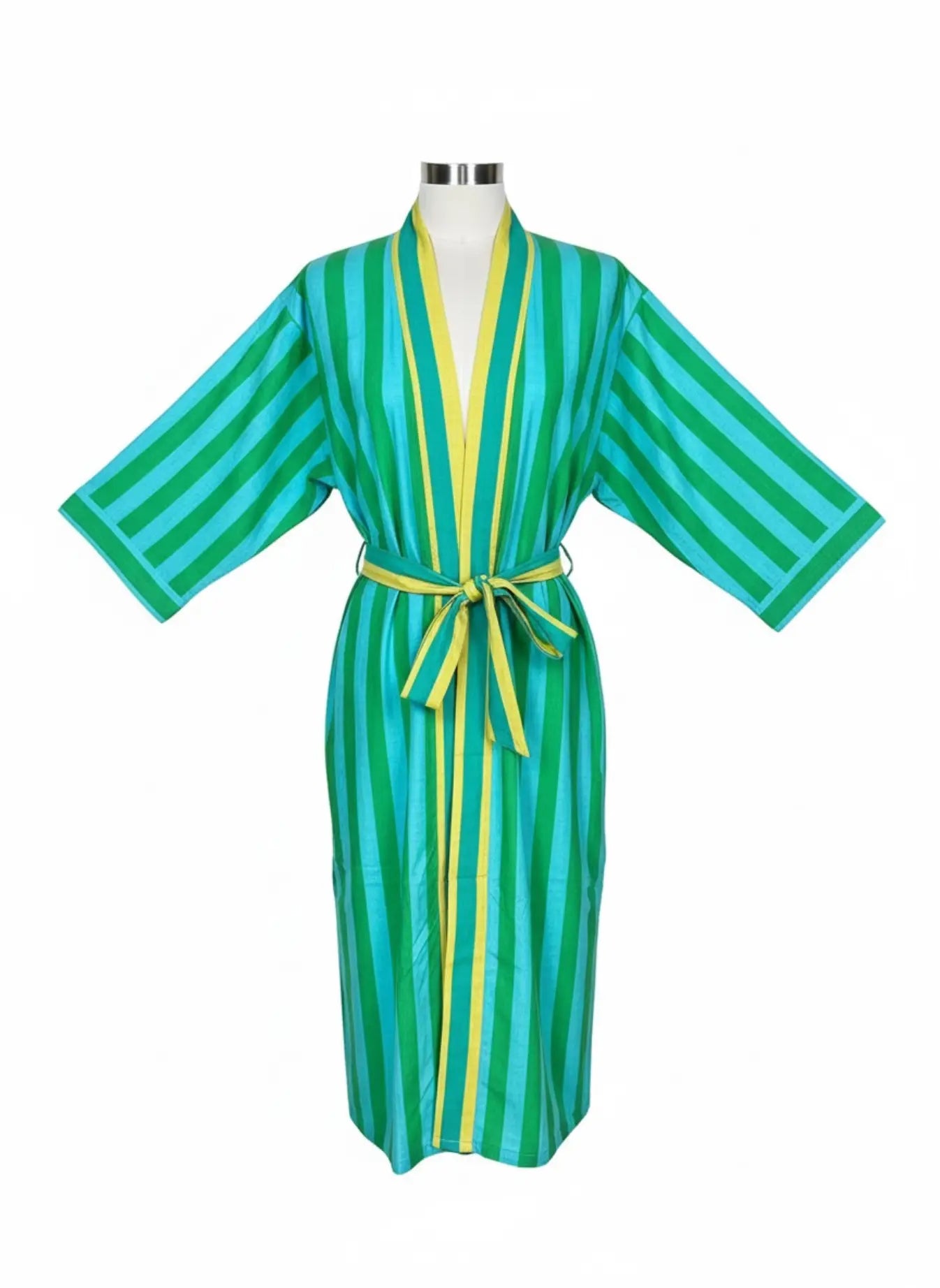 Pure Cotton Boho Men Kimono Robe | Geometric Luxury Dressing Gown Summer Loungewear, Reversible Unisex Bathrobe Relaxed Fit Beach Outfit