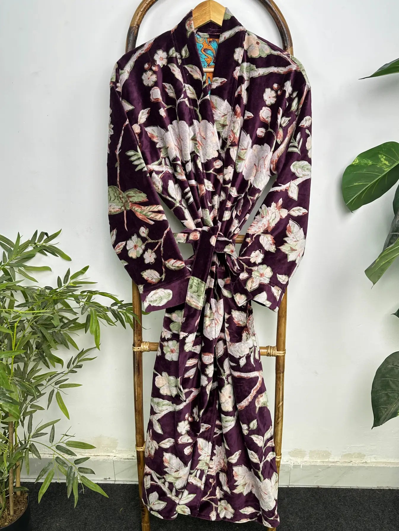 Luxury Velvet  Womens Kimono | Boho Reversible Dressing Gown With Lining, Womens Clothing, Bridal Robe, Smoking Jacket For Him, Spa Gift