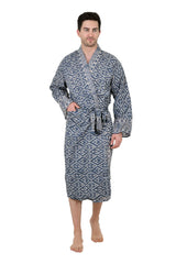 Pure Cotton Handblock Men Kimono | Indian Printed Man House Robe, Boho Beach Coverup Dressing Gown, Lightweight Loungewear, Gift For Him Dad