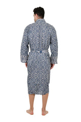 Pure Cotton Handblock Men Kimono | Indian Printed Man House Robe, Boho Beach Coverup Dressing Gown, Lightweight Loungewear, Gift For Him Dad
