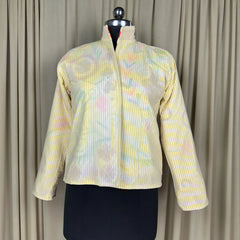Boho Hand Embroidered Velvet Suzani Jacket Yellow Floral Open Front Coat Winter Wear Free Size Robe Retro Chic Free Size Robe Blazer for Her