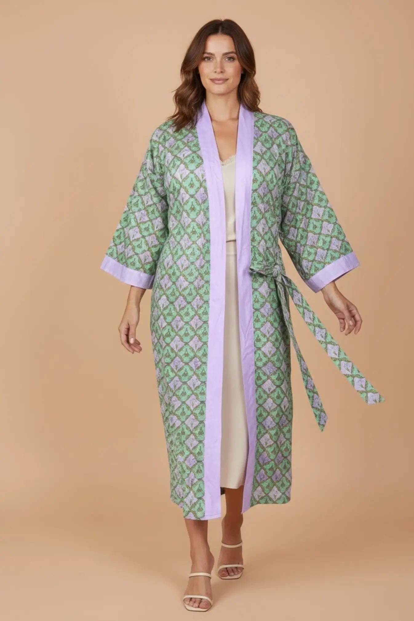 Pure Cotton Handblock Kimono | Indian Printed Summer House Robe, Boho Beach Coverup Kaftan, Bridesmaid Maternity Dressing Gown, Gift For Her