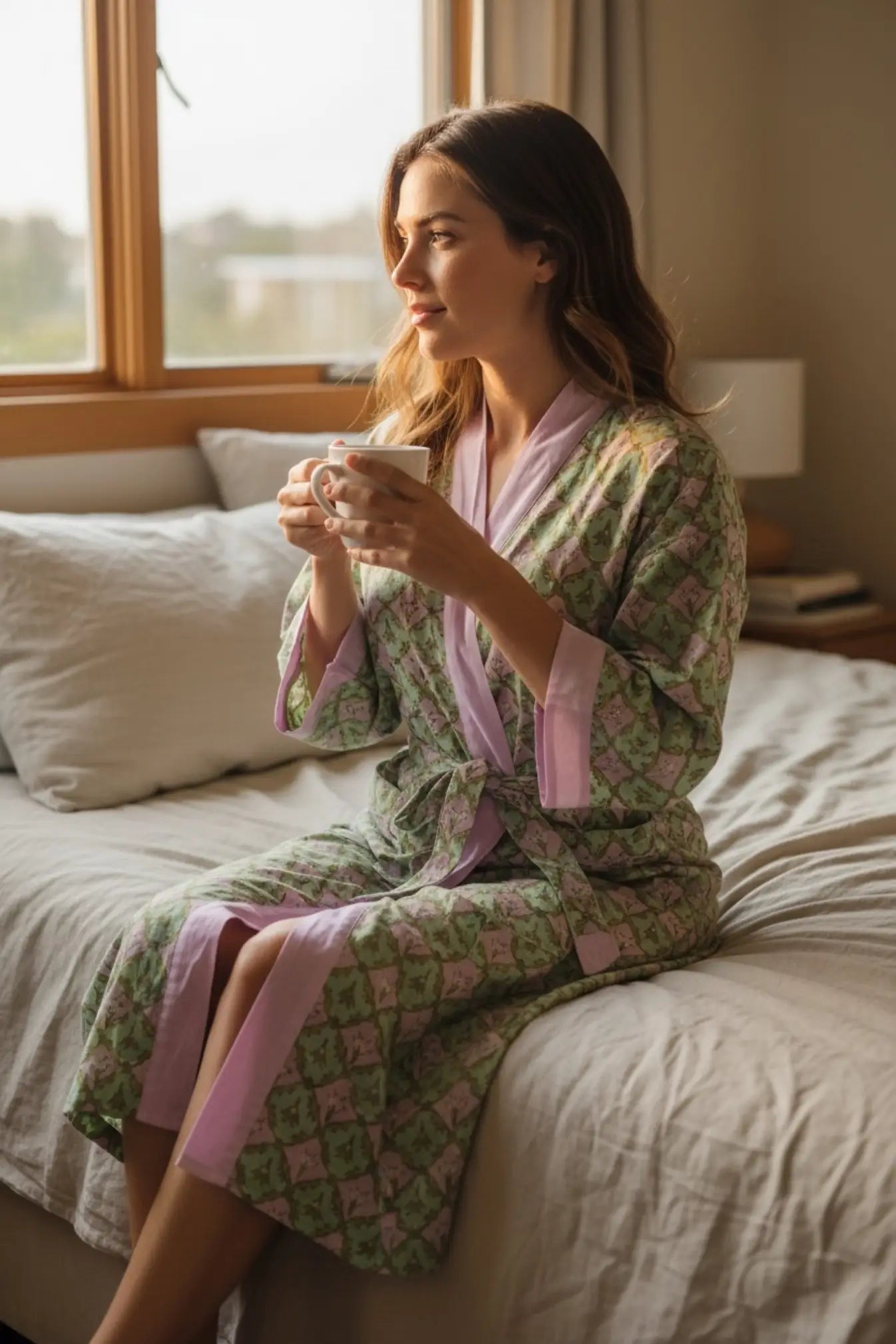 Pure Cotton Handblock Kimono | Indian Printed Summer House Robe, Boho Beach Coverup Kaftan, Bridesmaid Maternity Dressing Gown, Gift For Her