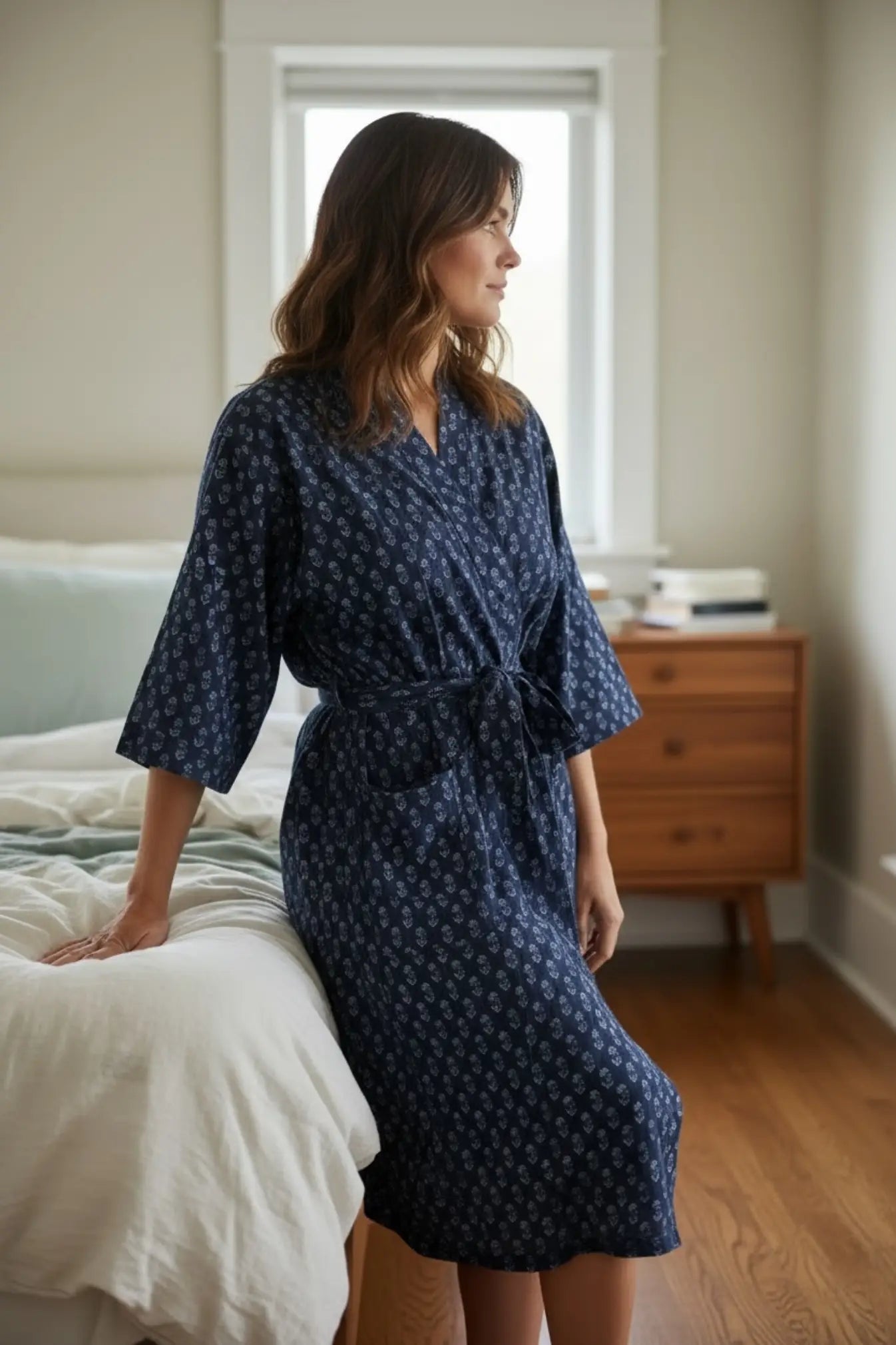 Pure Cotton Handblock Kimono | Indian Printed Summer House Robe, Boho Beach Coverup Kaftan, Bridesmaid Maternity Dressing Gown, Gift For Her
