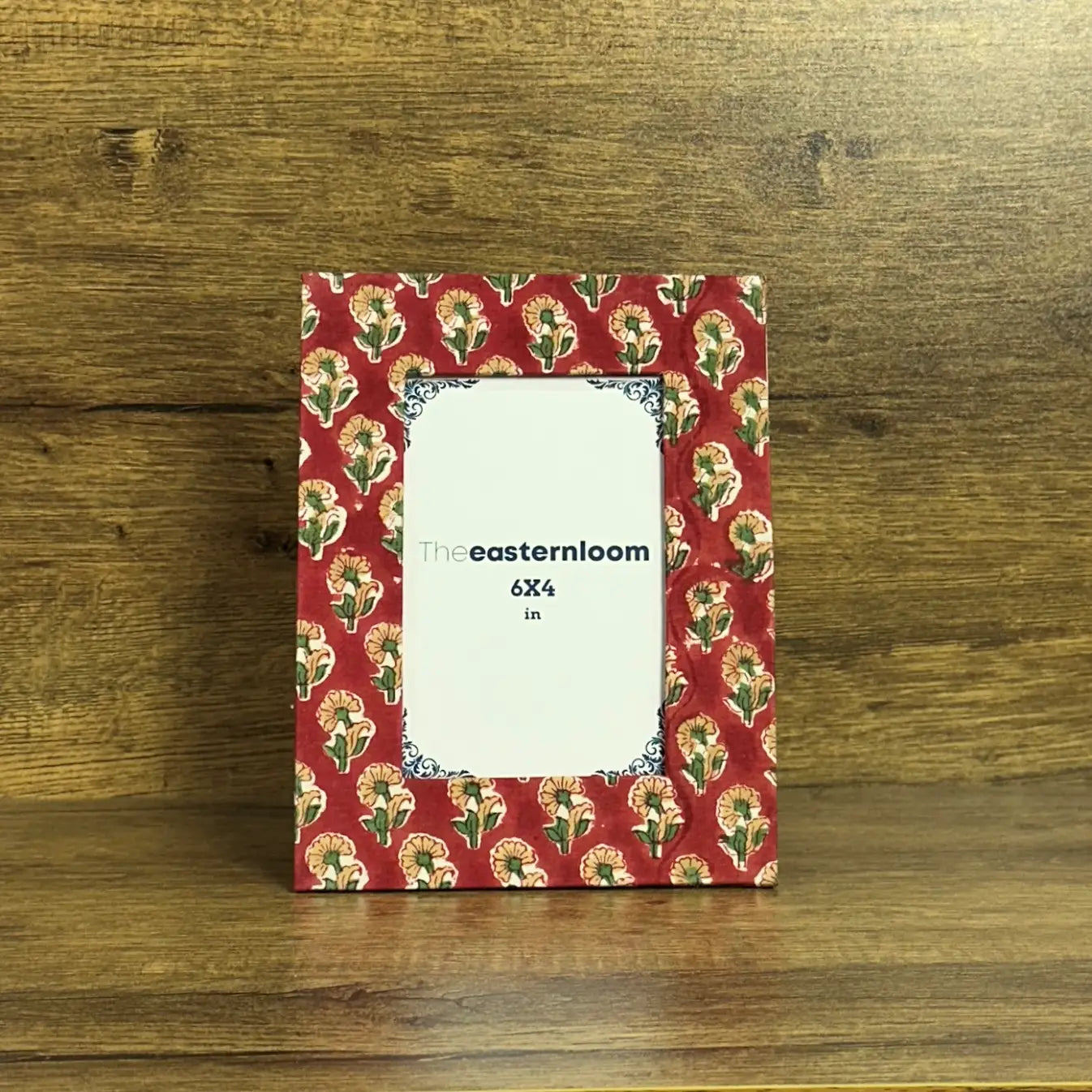 Picture Frame Cotton Fabric Wrapped Desktop Photo Frame | Floral Print Handmade Recycle Paper Stand Sustainable Gift Idea Eco Friendly Decor