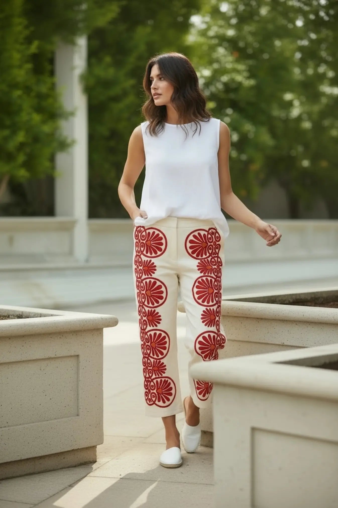 Cotton Suzani Embroidery Women Pajama | Hand Embroidered Floral Hippie Pant | Handcrafted Boho Loungewear Trouser One Size | Gift for Her