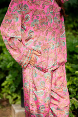 Luxury Silk Blend Women's Pajama Set | Soft Breathable Loungewear Sleepwear | Bridesmaid PJs, Side Pocket & Travel Bag, Perfect Gift for Her