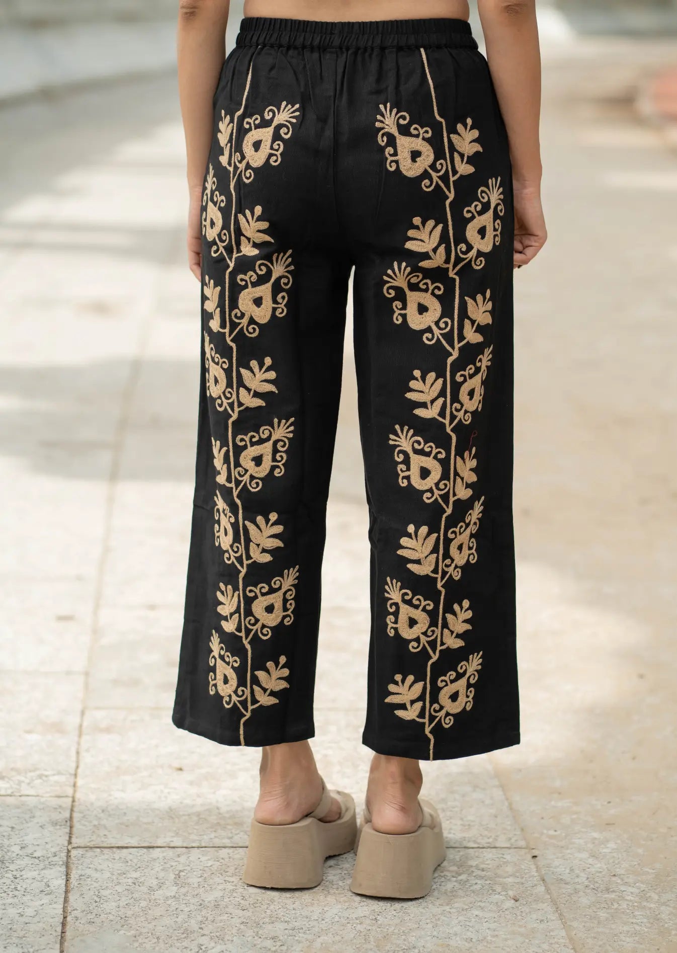 Cotton Suzani Embroidery Women Pajama | Hand Embroidered Floral Hippie Pant | Handcrafted Boho Loungewear Trouser One Size | Gift for Her