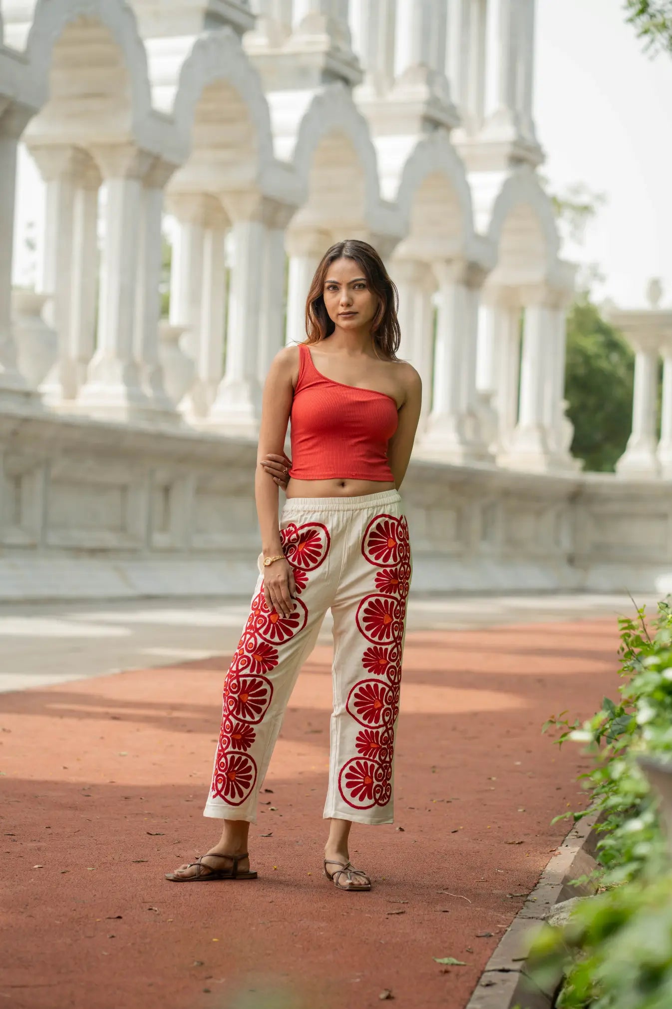 Cotton Suzani Embroidery Women Pajama | Hand Embroidered Floral Hippie Pant | Handcrafted Boho Loungewear Trouser One Size | Gift for Her