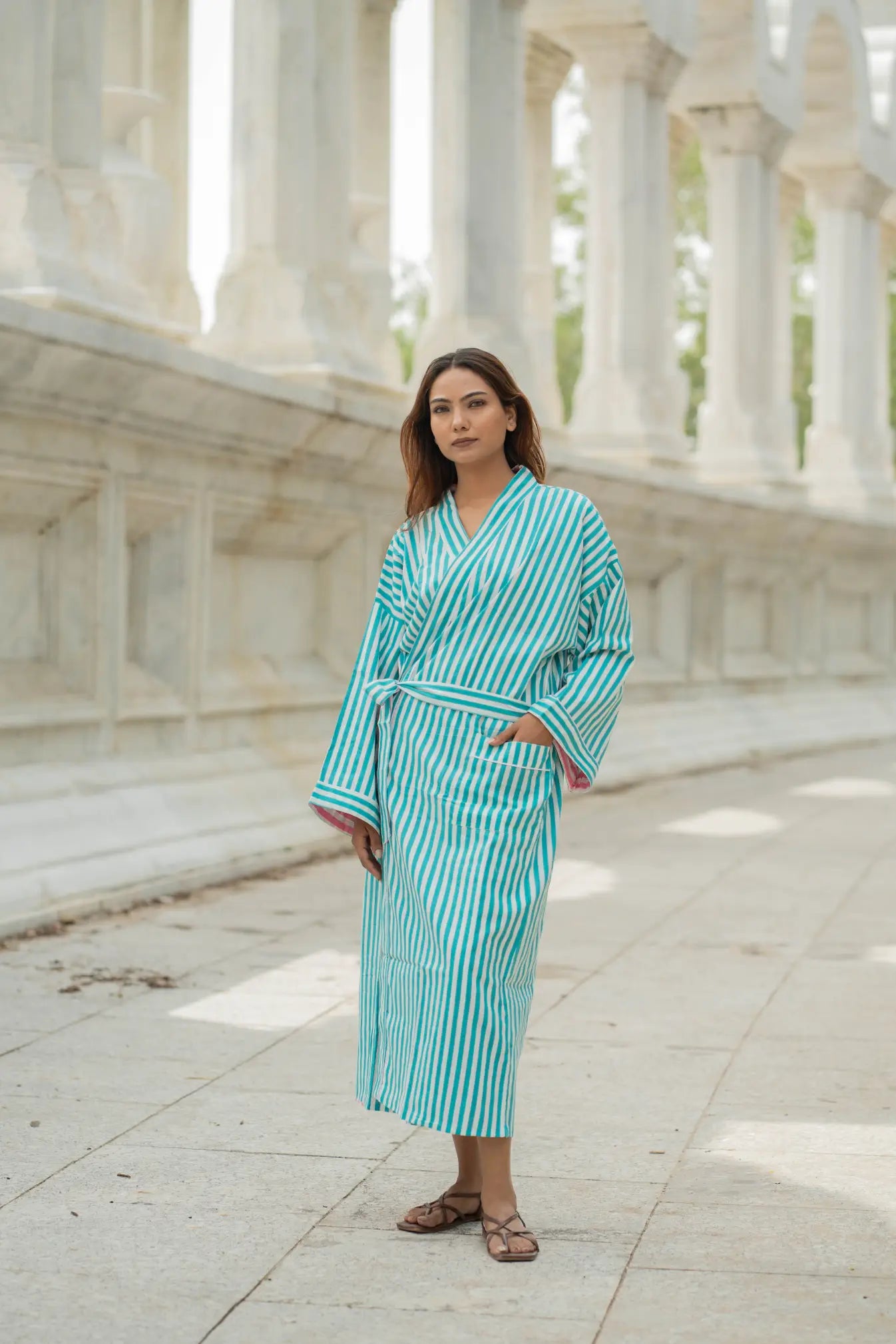 Boho Women Cotton Kimono Reversible Robe | Long Dressing Gown, Soft Breathable Loungewear Duster, Bridesmaid, Beach Resort Wear Gift for Her