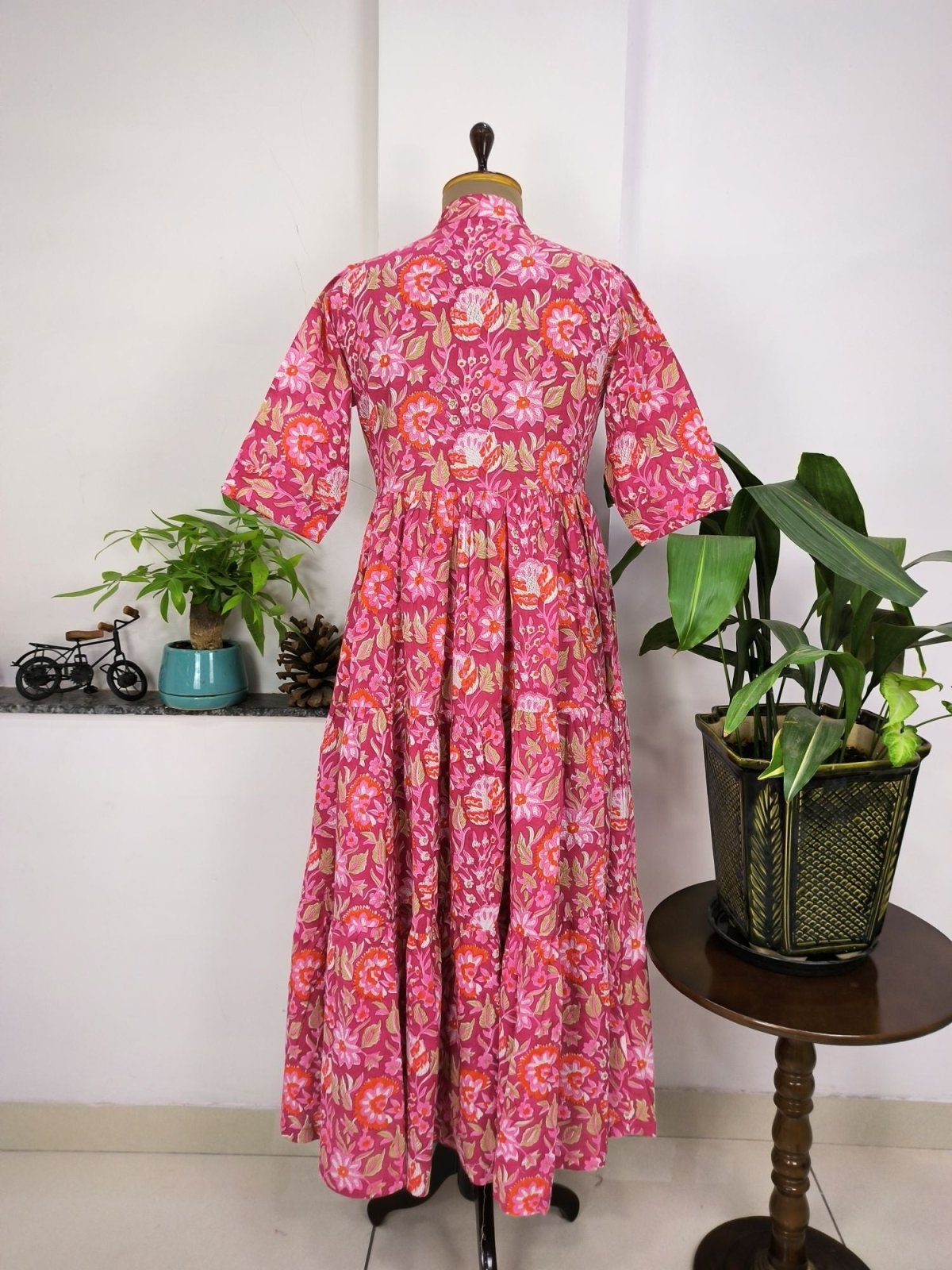 Beautiful Summer Cotton Dress,Hand Print Hand Block Tops, Cotton Indian Flapper/Sketer Wear, Circle Boho Small Size
