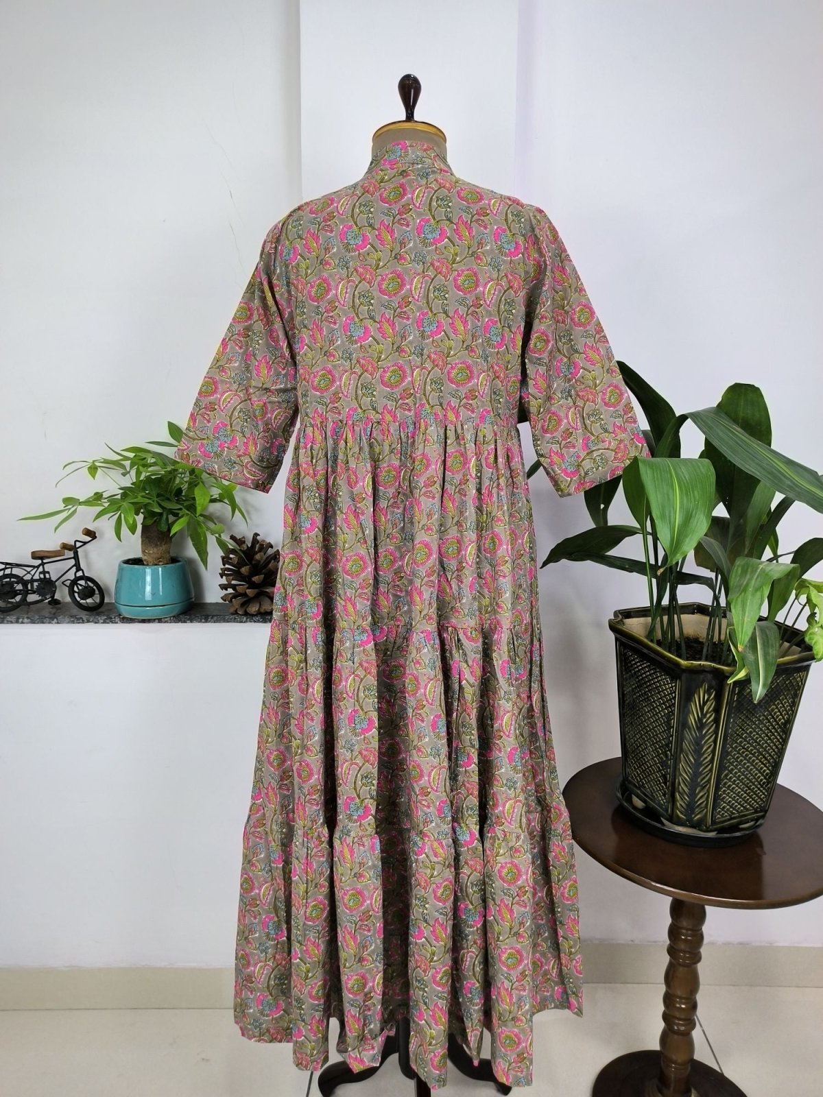 Beautiful Summer Cotton Dress,Hand Print Hand Block Tops, Cotton Indian Flapper/Sketer Wear, Circle Boho Small Size