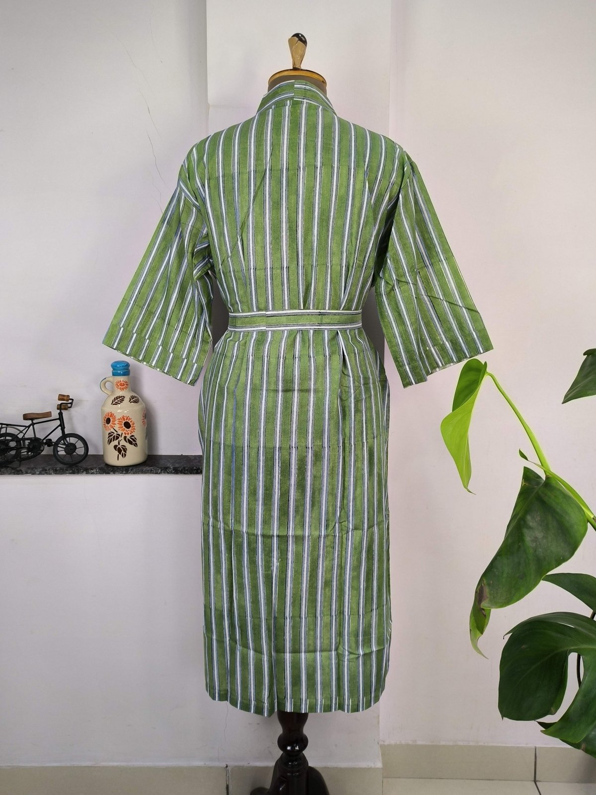 Boho Cotton Kimono House Robe Indian Handprinted Floral Print Pattern | Lightweight Summer Luxury Beach Holidays Yacht Cover Up Stunning Dress