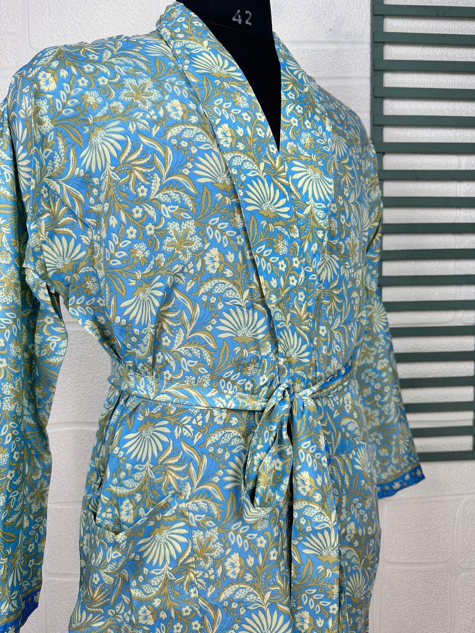 Boho Men Patola Soft Silk Kimono Man Regal House Beach Robe
