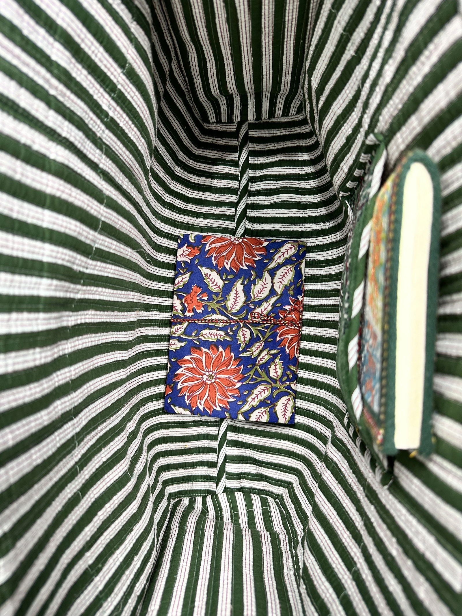 Boho Tote Bag Large Reversible Quilted Velvet Cotton | Beach Weekend Bag Eco friendly Sustainable Sturdy Grocery Shopping Ochre