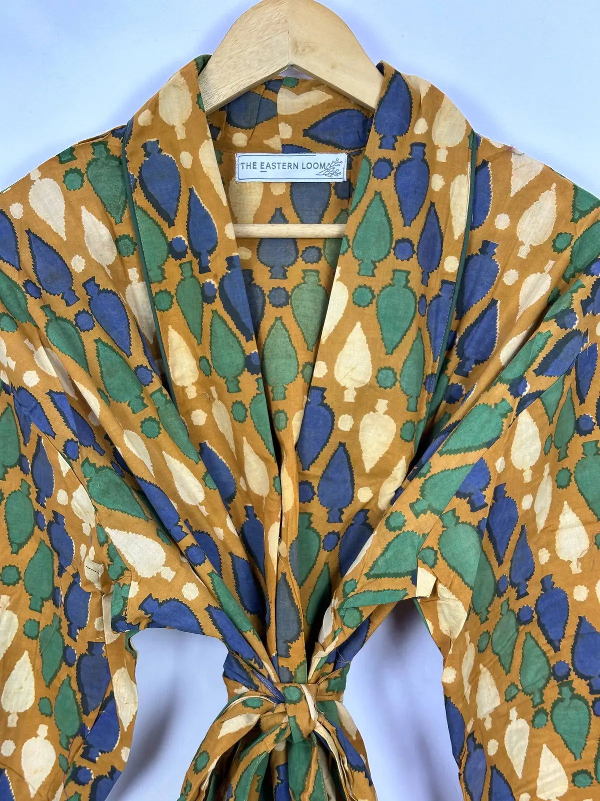 Funky Men's Cotton House Robe Kimono | Pastel Mustard Yellow Green Blue | Urban Man Regal Dressing Lounge | Cool Gift Father | Boyfriend
