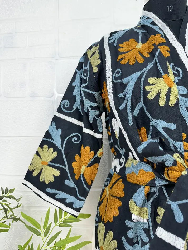 Handmade Suzani Embroidery Jacket Bohemian Style Artisan Made Jacket | Vibrant Floral Patterns | Gift For Her
