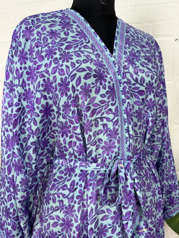 New Silk Riya Long Kimono Boho Robe Soft Lightweight Breathable Beach Coverup | Perfect Gift For Her