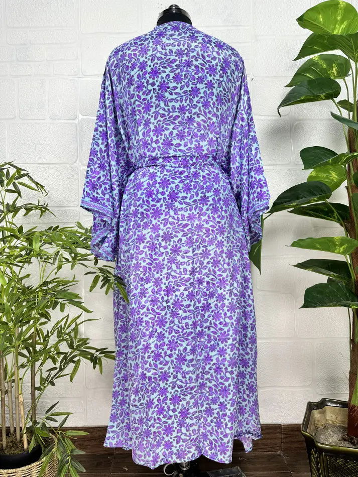 New Silk Riya Long Kimono Boho Robe Soft Lightweight Breathable Beach Coverup | Perfect Gift For Her