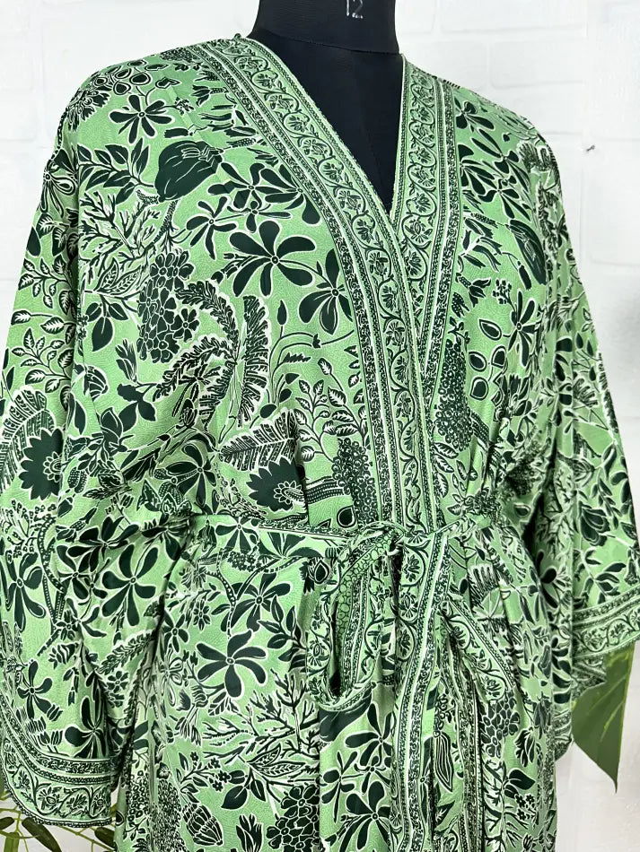 New Silk Riya Long Kimono Boho Robe Soft Lightweight Breathable Beach Coverup | Perfect Gift For Her