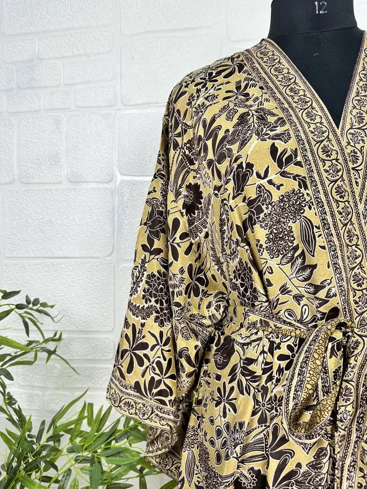 New Silk Riya Long Kimono Boho Robe Soft Lightweight Breathable Beach Coverup | Perfect Gift For Her