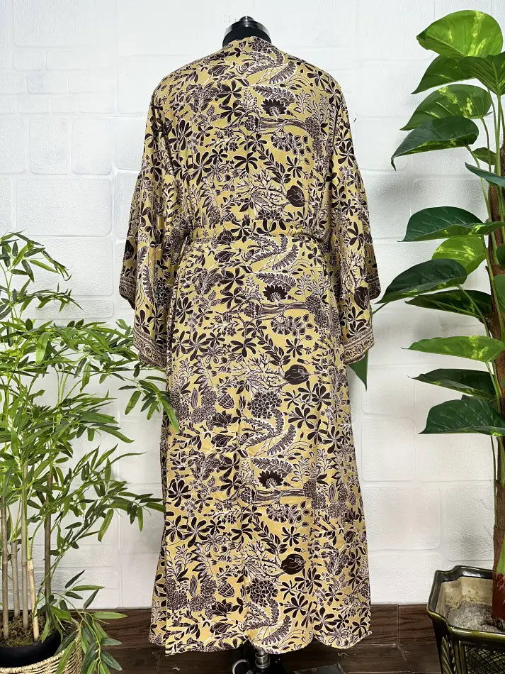 New Silk Riya Long Kimono Boho Robe Soft Lightweight Breathable Beach Coverup | Perfect Gift For Her
