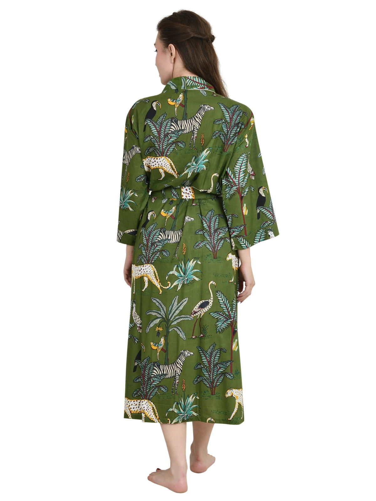 Pure Cotton Handblock Kimono Floral Boho House Bath Robe Spring Summer Fashion Cardigan | Animal Print Beach Cover Up Bridesmaid Dressing Gown Gift Her
