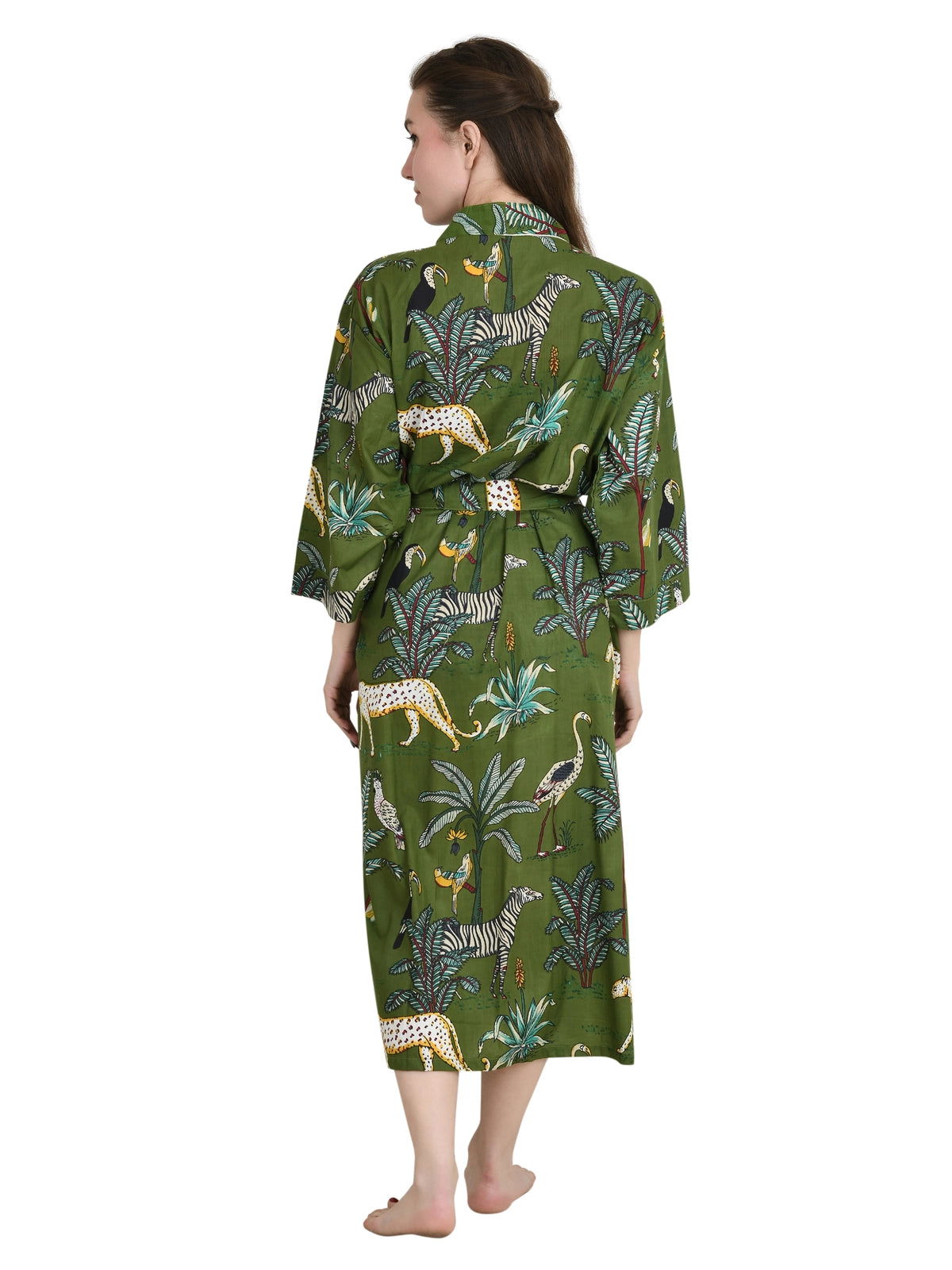 Pure Cotton Handblock Kimono Floral Boho House Bath Robe Spring Summer Fashion Cardigan | Animal Print Beach Cover Up Bridesmaid Dressing Gown Gift Her